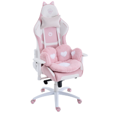 Cadeira Gamer Ninja MewMew Pro Edition, Reclinável, 2D, Rosa e Branco, GN-CH-MPR2DPWL