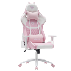 Cadeira Gamer Ninja MewMew Edition, Reclinável, 3D, Rosa E Branco, GN-CH-MMR3DPW