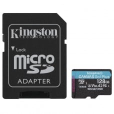 Cartão de Memória Kingston Canvas Go Plus, MicroSD 128GB, Classe 10, Com Adaptador, SDCG4/128GB