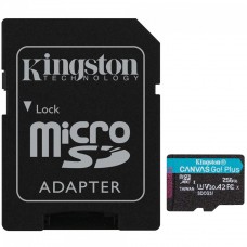 Cartão de Memória Kingston Canvas Go Plus, MicroSD 256GB, Com Adaptador, SDCG3/256GB