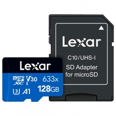 Cartão De Memória Lexar High-Performance 633x microSDHC/SDXC, 128GB, UHS-1, Classe 10, Com Adaptador, LSDMI128BBNL633A