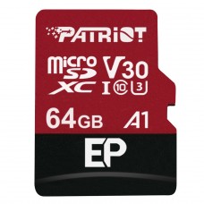 Cartão De Memória Patriot EP Series MicroSDXC, 64GB, UHS-1, V30 A1, Com Adaptador, PEF64GEP31MCX