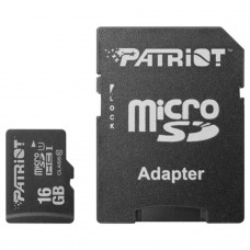 Cartão De Memória Patriot LX Series MicroSDHC, 16GB, UHS-1, Classe 10, Com Adaptador, PSF16GMCSDHC10