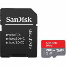 Cartão De Memória SanDisk Ultra MicroSDXC UHS-I, 200GB, 120MBs, Class 10, Com Adaptador, SDSQUA4-200G-GN6MA