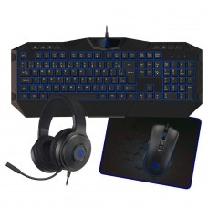 Combo Gamer Hoopson 4 Em 1, Teclado, Mouse, Headset e Mousepad, LED Azul, TPC-067 AZUL