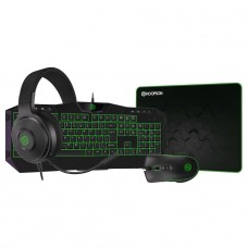 Combo Gamer Hoopson 4 Em 1, Teclado, Mouse, Headset e Mousepad, LED Verde, TPC-067 VERDE