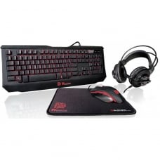 Combo Gamer Thermaltake Knucker 4 em 1, Teclado, Headset, Mouse e Mousepad, KB-GCK-PLBLPB-01