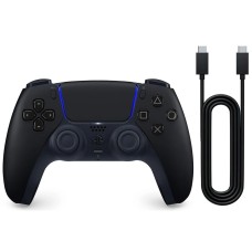 Controle Sony DualSense PS5 e PC, Bluetooth + Cabo USB, Midnight Black, 1000051644
