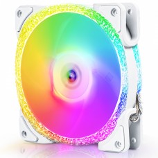 Cooler Para Gabinete Round5 Crystal White, ARGB, 120mm, PWM, Branco, R5-CRYSTAL-FW-W-2201