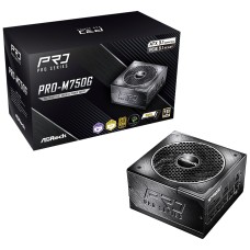 Fonte ASRock PRO Series, 750W, 80 Plus Gold, Cybenetics Gold, Full Modular, ATX 3.1, PCIe 5.1, Preto, PRO-M750G