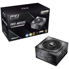 Fonte ASRock PRO Series, 850W, 80 Plus Gold, Cybenetics Gold, Full Modular, ATX 3.1, PCIe 5.1, Preto, PRO-M850G