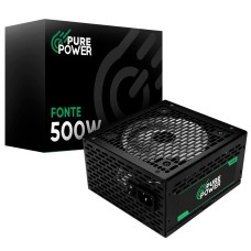 Fonte Pure Power Core, 500W, 80 Plus Bronze, ATX, PFC Ativo, Preto, PP-PS-CRB500FN