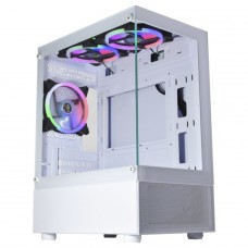 Gabinete Gamer Aquario K-MEX Medusa II CG-0W2TW, Mid Tower, Vidro Temperado, M-ATX, Sem Fonte, Com 3 Fans RGB, Branco, CGW2TWRH003CB0X