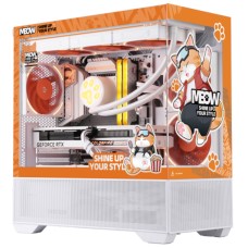 Gabinete Gamer Colorfire MEOW-G , Mid Tower, Vidro Temperado, M-ATX, Sem Fans, Sem Fonte, Branco/Laranja