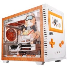 Gabinete Gamer Colorfire MEOW-X Edition, Mid Tower, Vidro Temperado, M-ATX, Sem Fans, Sem Fonte, Branco/Laranja