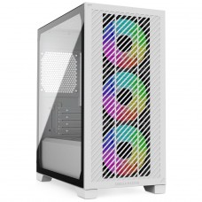 Gabinete Gamer Cooler Master Elite 301 Branco, ARGB, Vidro Temperado, Mid Tower, mATX, Com 3 Fans, E301-WGNN-S00