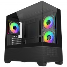 Gabinete Gamer Cooler Master Elite 490, Vidro Temperado, Mini Tower, mATX, Com 3 Fans, Preto, E490-KHNN-S00