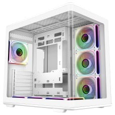 Gabinete Gamer Cooler Master Elite 600, ARGB, Mid-Tower, Vidro Temperado, ATX, Branco, Sem Fonte, Com 7 Fans, E600-WGNN-S02