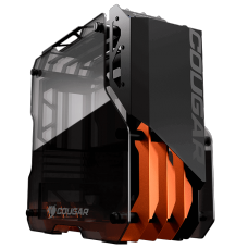 Gabinete Gamer Cougar Blazer Essence, Mid Tower, Vidro temperado, Black/Orange, Sem Fonte, Sem Fan, 385LMH0-0001