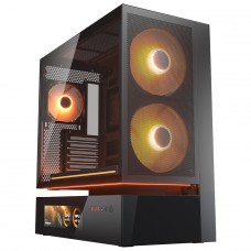 Gabinete Gamer Cougar CFV235 Mesh Vision, Mid Tower, Vidro Temperado, ATX, Sem Fonte, Tela LCD IPS, Com 6 Fans ARGB, Preto, 382DA40.0007