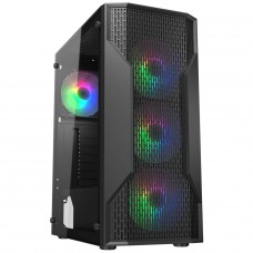 Gabinete Gamer Cougar MX 110 RGB, Mid Tower, Vidro Temperado, ATX, Sem Fonte, Com 4 Fans, Preto, 382BD20.0001
