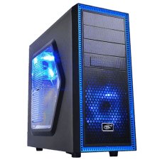 Gabinete Gamer Deepcool Tesseract SW-BU, Mid Tower, Com 2 Fans Blue, Black, Sem Fonte, DP-CCATX-TSRBKBL