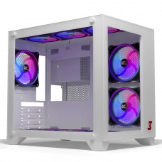 Gabinete Gamer DT3 Hyper White, Mini Tower, Vidro Temperado, MATX, Sem Fan, Branco
