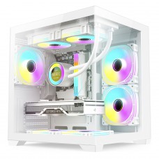 Gabinete Gamer Duex, Mini Tower, Vidro Temperado, M-ATX, Com 3 Fans RGB, Branco, DXGA275WH RGB