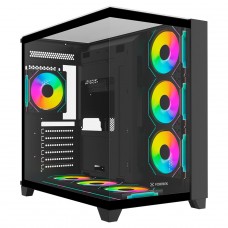 Gabinete Gamer Fortrek Clarity Full Glass Aquário Black, Mid Tower, Vidro Temperado, ATX, Preto, Sem Fonte, Sem Fans