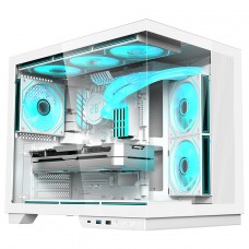 Gabinete Gamer Fortrek Clarity Max White, Mid Tower, Vidro Temperado, ATX, Branco, Sem Fonte, Sem Fans