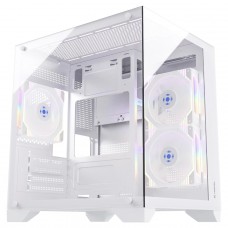 Gabinete Gamer Fortrek Clarity, Mid Tower, Vidro Temperado, MATX, Branco, Sem Fonte, Sem Fans