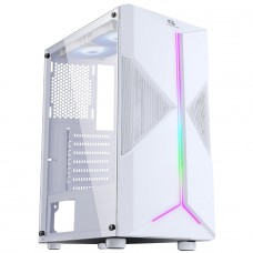 Gabinete Gamer Fortrek Holt, Mid Tower, RGB, Vidro Temperado, ATX, White, Sem Fonte, Sem Fan
