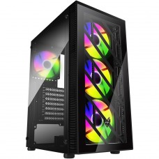 Gabinete Gamer FSP CMT192, Mid Tower, Vidro Temperado, ATX, Preto, Sem Fonte, Com 4 Fans