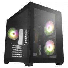 Gabinete Gamer FSP CMT380 ARGB, Aquario, Mid Tower, Vidro Temperado, ATX, Preto, Sem Fonte, Com 3 Fans