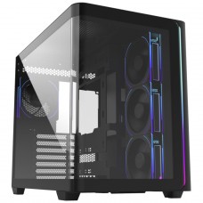 Gabinete Gamer FSP M580 Plus, Aquario, Mid Tower, Vidro Curvo, ATX, Sem Fonte, Com 4 Fans ARGB, Preto