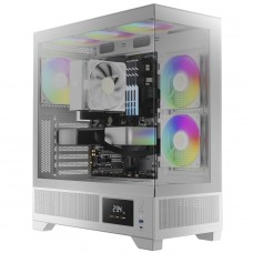 Gabinete Gamer Gamdias Atlas M1 WH, Mid Tower, Vidro Temperado, ATX, White, Sem Fonte, Com 3 Fans ARGB