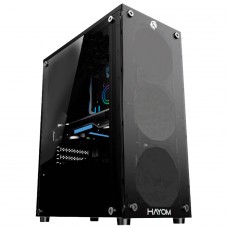 Gabinete Gamer Hayom GB1739, Mid Tower, Vidro Temperado, ATX, Sem Fonte, Sem Fans, Preto