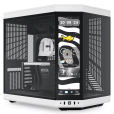 Gabinete Gamer Hyte Y70 Touch Infinite Panda, Com Display 2.5K 14.5 Pol Touch, Mid Tower, Vidro Temperado, EATX, Sem Fans, Preto e Branco, CS-HYTE-Y7