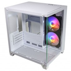 Gabinete Gamer K-MEX Aquario CG-W405, Mini Tower, Vidro Temperado, M-ATX, Sem Fonte, Com 2 Fans, Branco, CGW405RH002CB0X