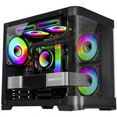 Gabinete Gamer K-MEX Aquário Curva CG-01AG, Mini Tower, Vidro Temperado, M-ATX, Sem Fan, Preto, CG01AGRH001CB0X