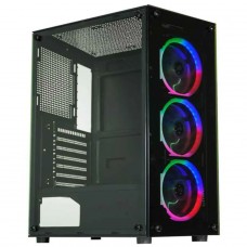 Gabinete Gamer K-MEX CG-30C5, RGB, Mid Tower, Lateral em Vidro, ATX, Com 3 Fans, Sem Fonte, Preto, CG30C5RH0010B0X