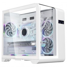 Gabinete Gamer K-MEX Cyberpunk White CG-W8KI, Mid Tower, Vidro Temperado, m-ATX, Com Display Digital, Sem Fan, Branco, CGW8KIRH002CB0X