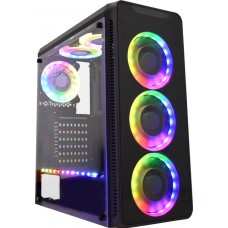 Gabinete Gamer K-mex Infinity V, Mid Tower, Com 3 fans, Lateral Acrílico, Black, S-Fonte, CG-05G8