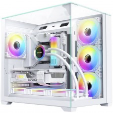 Gabinete Gamer K-MEX Mega Shark White, Aquario, Mid Tower, Vidro Temperado, ATX, Sem Fonte, Sem Fan, Branco, CGW1FDRH002CB0X