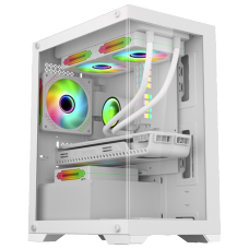 Gabinete Gamer K-MEX Poseidon CG-W1H5, Mid Tower, Vidro Temperado, Micro-ATX, White, Sem Fonte, Sem Fan, CGW1H5RH0010B0X