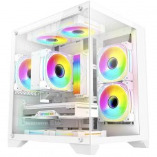 Gabinete Gamer K-MEX Space Aqua III, White, Mini Tower, Vidro Temperado, M-ATX, Sem Fonte, Sem Fan, CGW524RH002CB0X