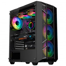 Gabinete Gamer Kalkan Alfern, Mid Tower, Vidro Temperado, ATX, Sem Fonte, Sem Fans, Preto, KLK00034