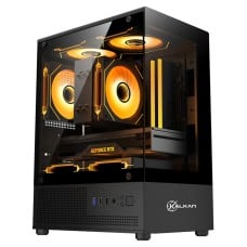 Gabinete Gamer Kalkan Hakon, Mid Tower, Vidro Temperado, Micro-ATX, Sem Fonte, Sem Fans, Preto, KLK080