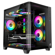 Gabinete Gamer Kalkan Midgard Curve, Mid Tower, Vidro Temperado, Micro ATX, Sem Fonte, Sem Fans, Preto, KLK072