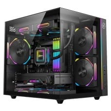 Gabinete Gamer Kalkan Midgard, Mid Tower, Vidro Temperado, Micro ATX, RGB, Sem Fonte, Sem Fans, Preto, KLK055